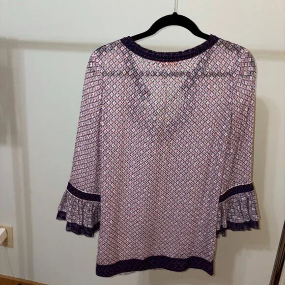 Tory Burch Women's Gwenna Silk Blend Blouse with Tassel Tie - Picture 2 of 3